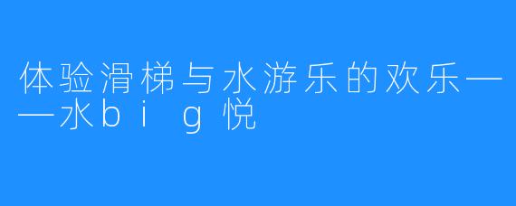 体验滑梯与水游乐的欢乐——水big悦