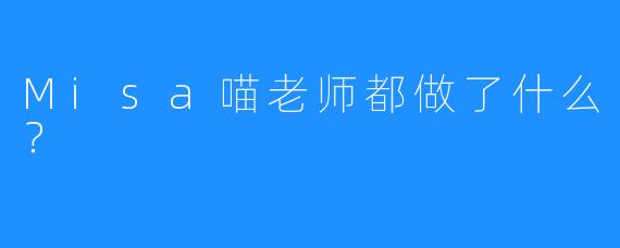 Misa喵老师都做了什么？