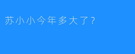 苏小小今年多大了？