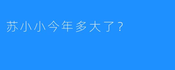 苏小小今年多大了？