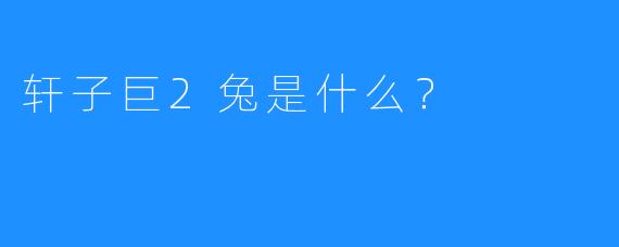 轩子巨2兔是什么？