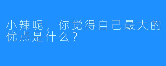 小辣呢，你觉得自己最大的优点是什么？