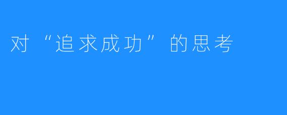 对“追求成功”的思考