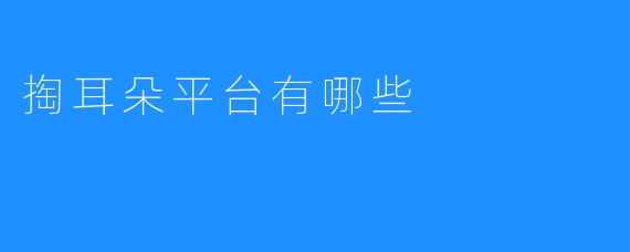 掏耳朵平台有哪些？让你一探究竟！