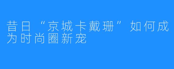 昔日“京城卡戴珊”如何成为时尚圈新宠