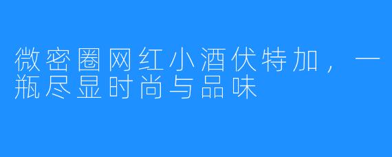 微密圈网红小酒伏特加，一瓶尽显时尚与品味