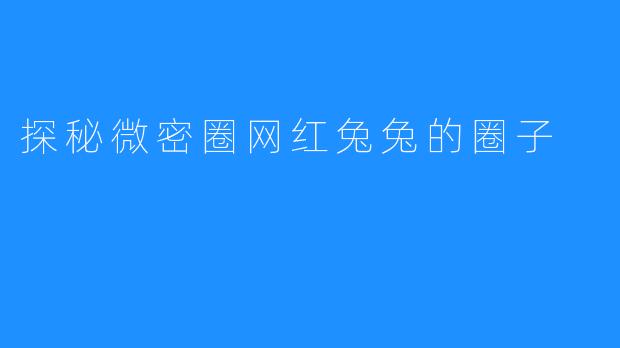 探秘微密圈网红兔兔的圈子