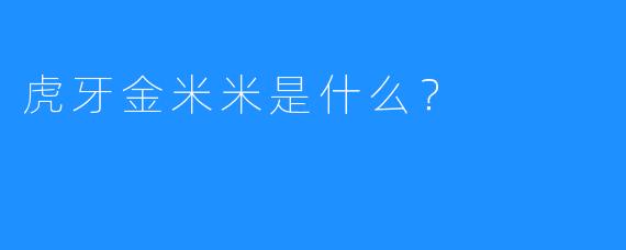 虎牙金米米是什么？