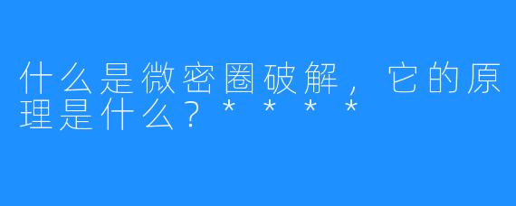 什么是微密圈破解，它的原理是什么？****