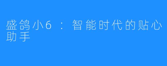 盛鸽小6:智能时代的贴心助手