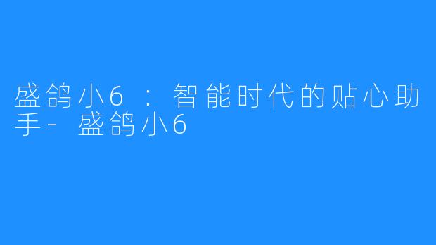 盛鸽小6:智能时代的贴心助手-盛鸽小6