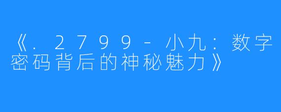 《.2799-小九:数字密码背后的神秘魅力》