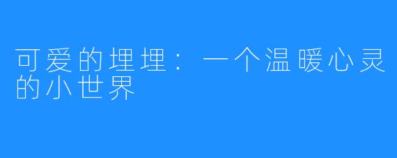 可爱的埋埋:一个温暖心灵的小世界