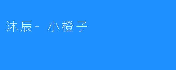 沐辰-小橙子：掌心暖阳，岁月甜香