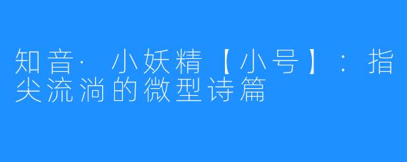 知音·小妖精【小号】:指尖流淌的微型诗篇