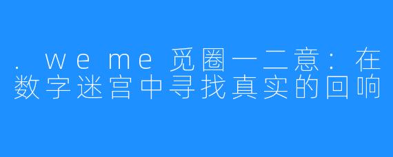 .weme觅圈一二意：在数字迷宫中寻找真实的回响